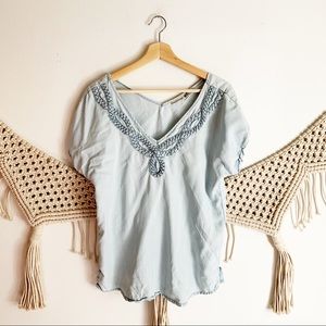 Anthropologie Holding Horses Chambray Rope Top